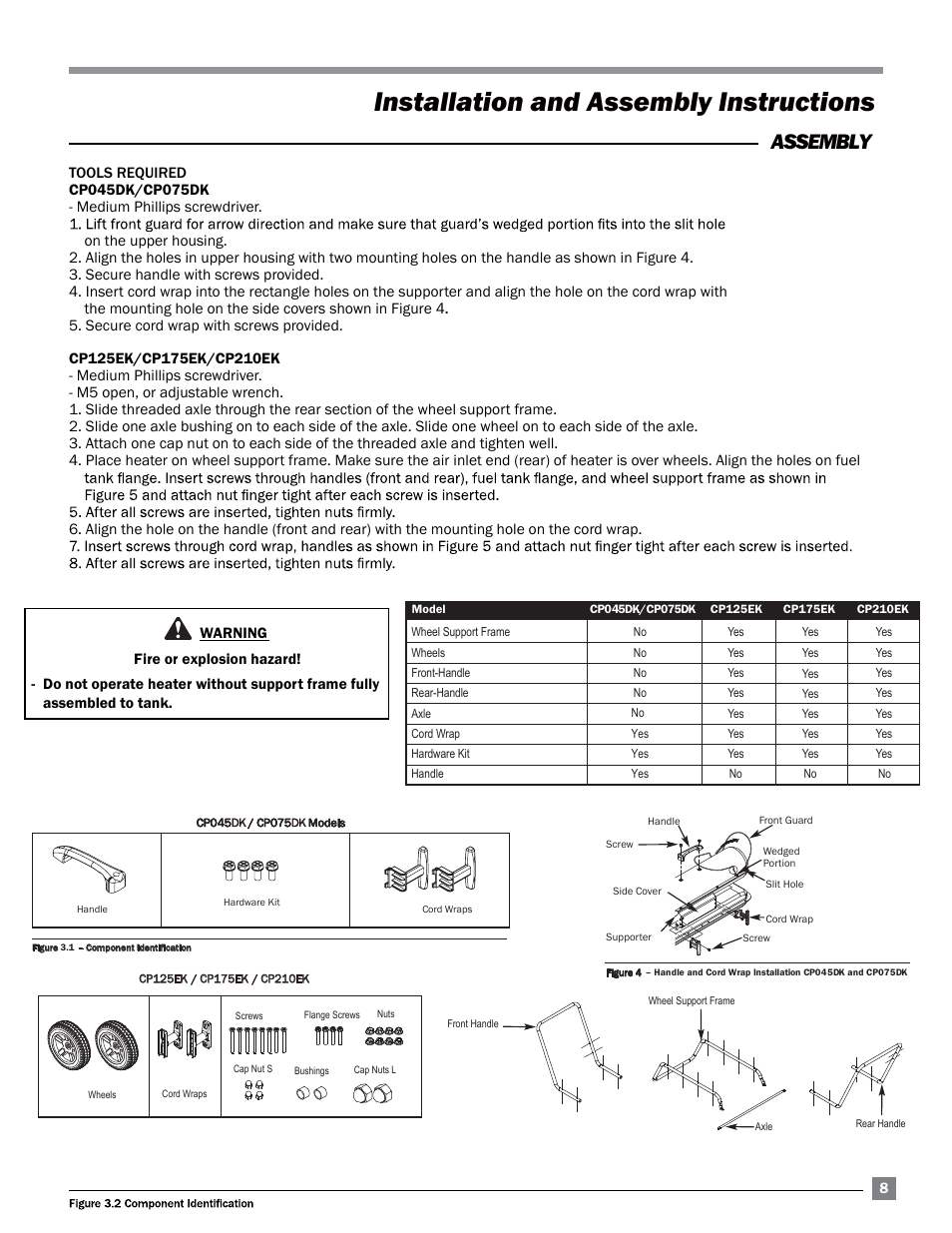 Installation and assembly instructions, Assembly | L.B. White 125-210K Tradesman User Manual | Page 9 / 30