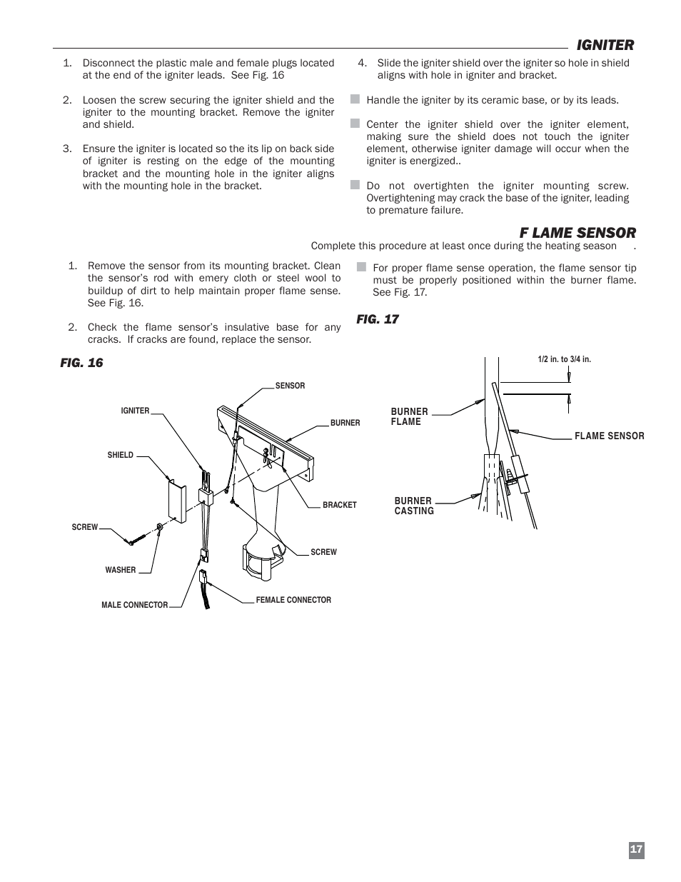 F lame sensor, Igniter | L.B. White HW 120 Therma Grow User Manual | Page 17 / 28