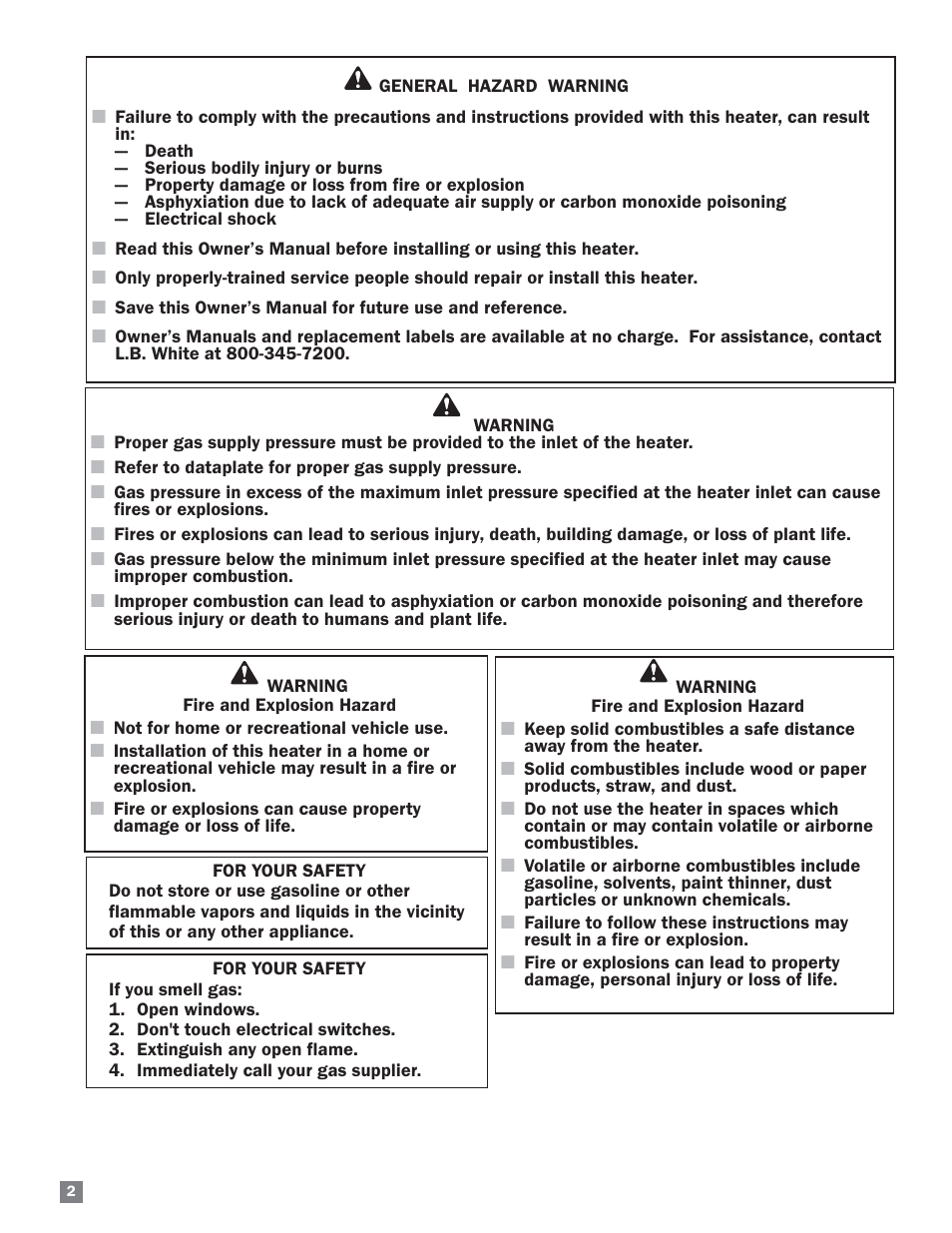 L.B. White HW 120 Therma Grow User Manual | Page 2 / 28