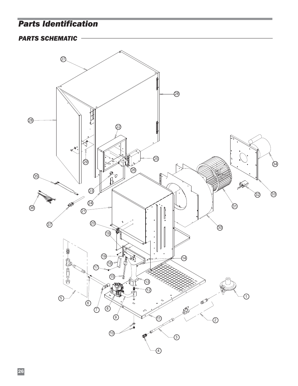 Parts identification, Parts schematic | L.B. White HW 120 Therma Grow User Manual | Page 26 / 28