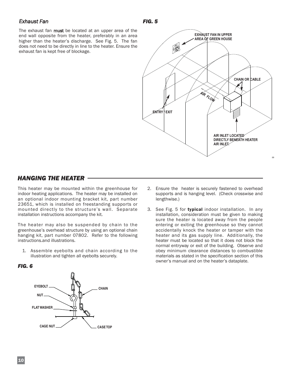 Hanging the heater, Eexhaust fan, Fig. 5 | Fig. 6 | L.B. White HW120 Plus Therma Grow User Manual | Page 10 / 30