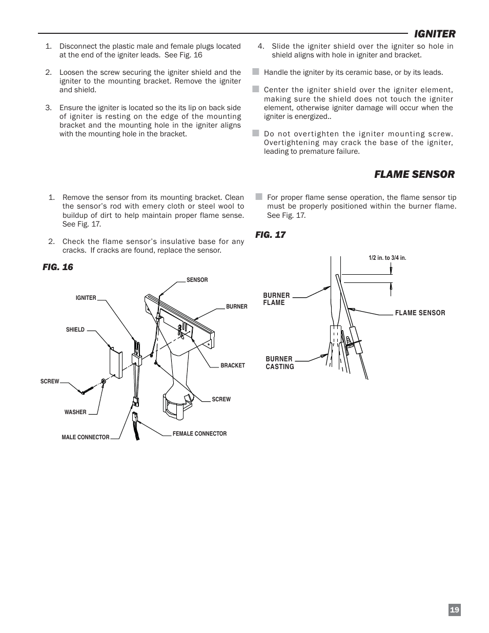 Flame sensor igniter | L.B. White HW120 Plus Therma Grow User Manual | Page 19 / 30