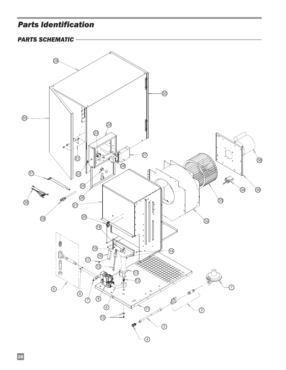 Parts identification, Parts schematic | L.B. White HW120 Plus Therma Grow User Manual | Page 28 / 30