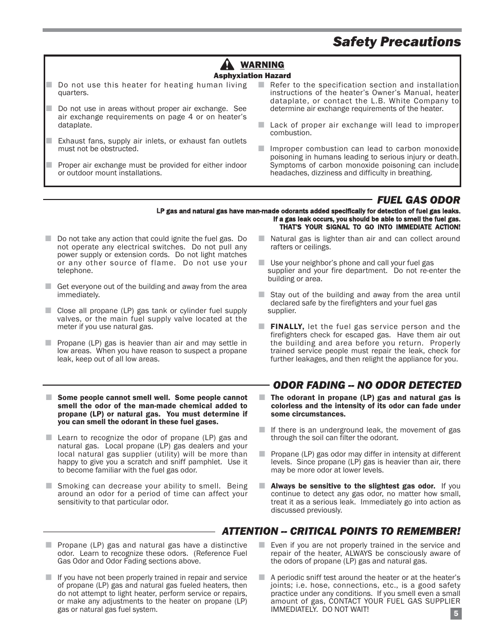 Safety precautions | L.B. White HW120 Plus Therma Grow User Manual | Page 5 / 30