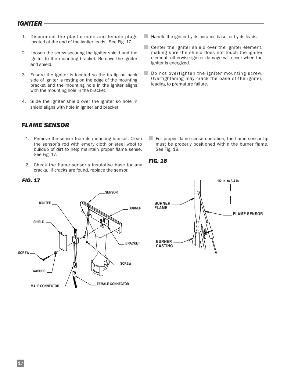 Flame sensor igniter | L.B. White 220 Therma Grow User Manual | Page 18 / 30