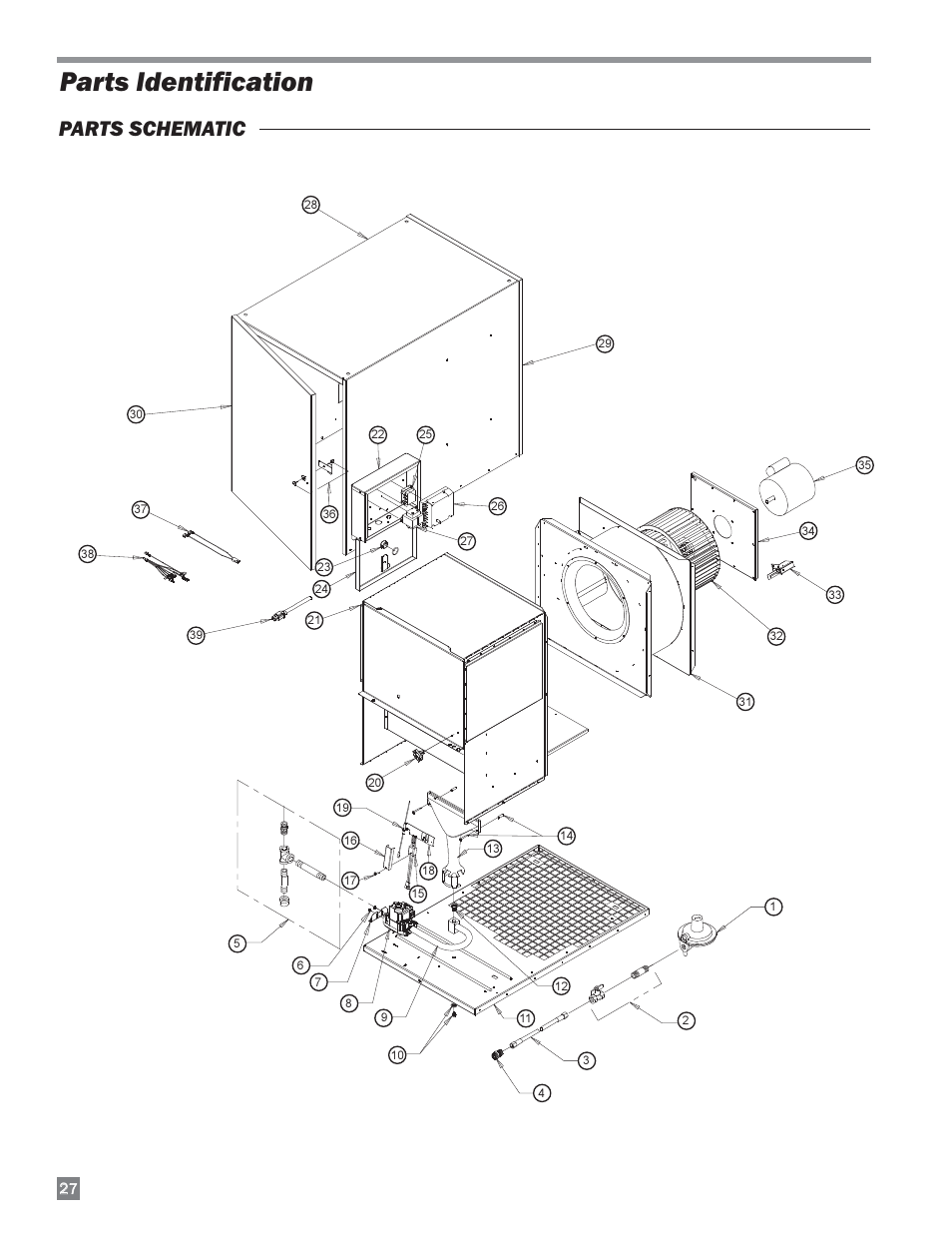 Parts identification, Parts schematic | L.B. White 220 Therma Grow User Manual | Page 28 / 30