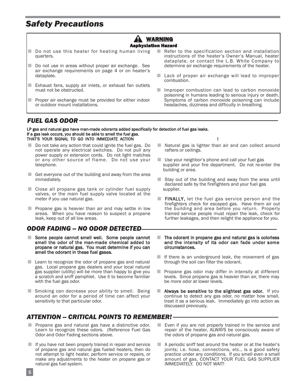 Safety precautions | L.B. White 220 Therma Grow User Manual | Page 6 / 30