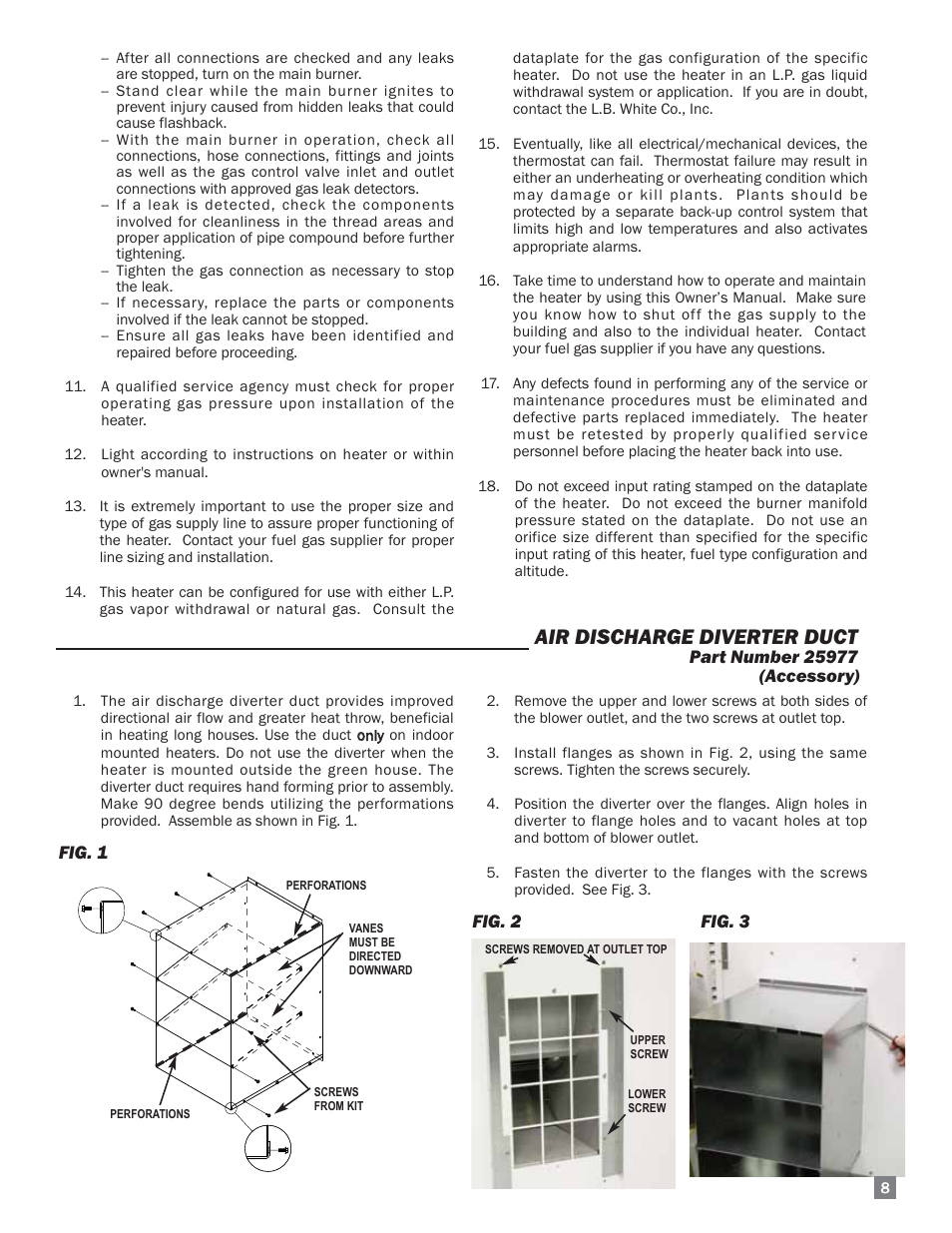 Air discharge diverter duct | L.B. White 220 Therma Grow User Manual | Page 9 / 30