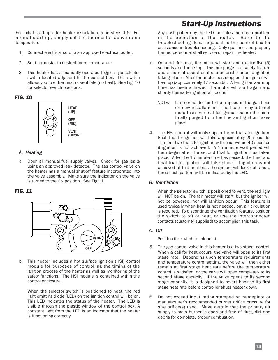 Start-up instructions | L.B. White 220 Plus Therma Grow User Manual | Page 15 / 32