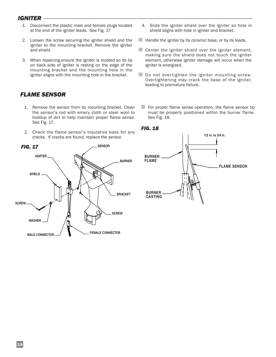 Flame sensor, Igniter | L.B. White 220 Plus Therma Grow User Manual | Page 20 / 32