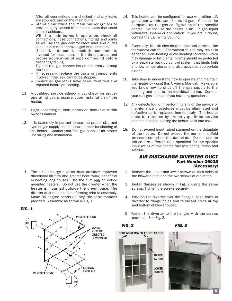 Air discharge diverter duct | L.B. White 220 Plus Therma Grow User Manual | Page 9 / 32