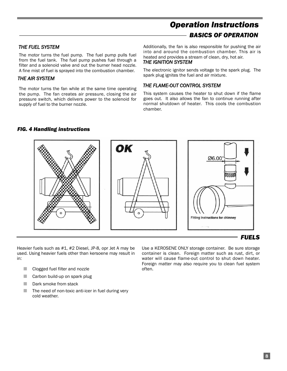 Operation instructions, Basics of operation, Fuels | L.B. White 300 Director User Manual | Page 9 / 27