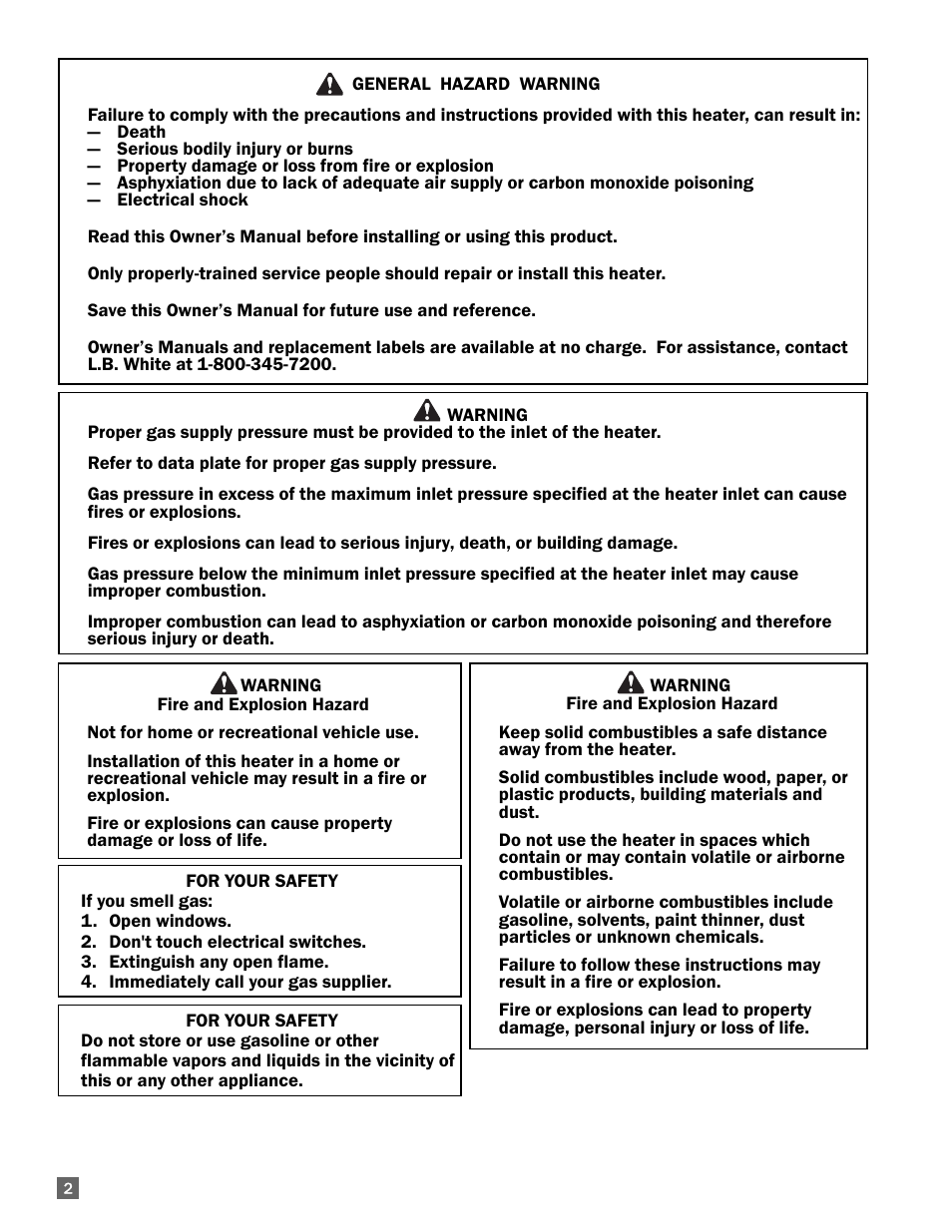 L.B. White 350 Premier Dual Fuel User Manual | Page 2 / 33