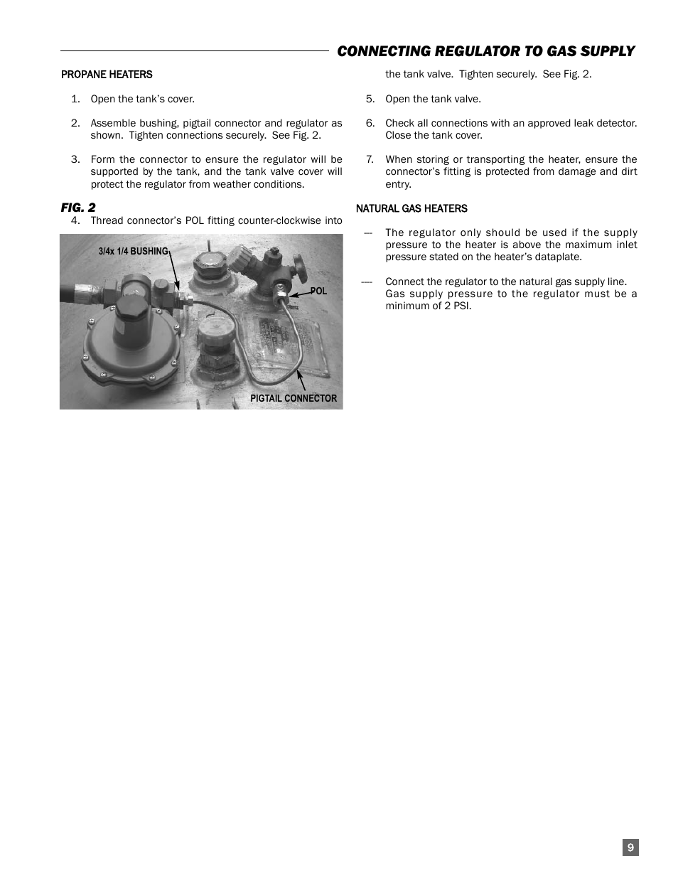 Connecting regulator to gas supply | L.B. White 350 Premier Dual Fuel User Manual | Page 9 / 33