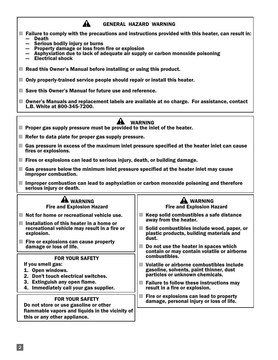 L.B. White 170 Premier User Manual | Page 2 / 34