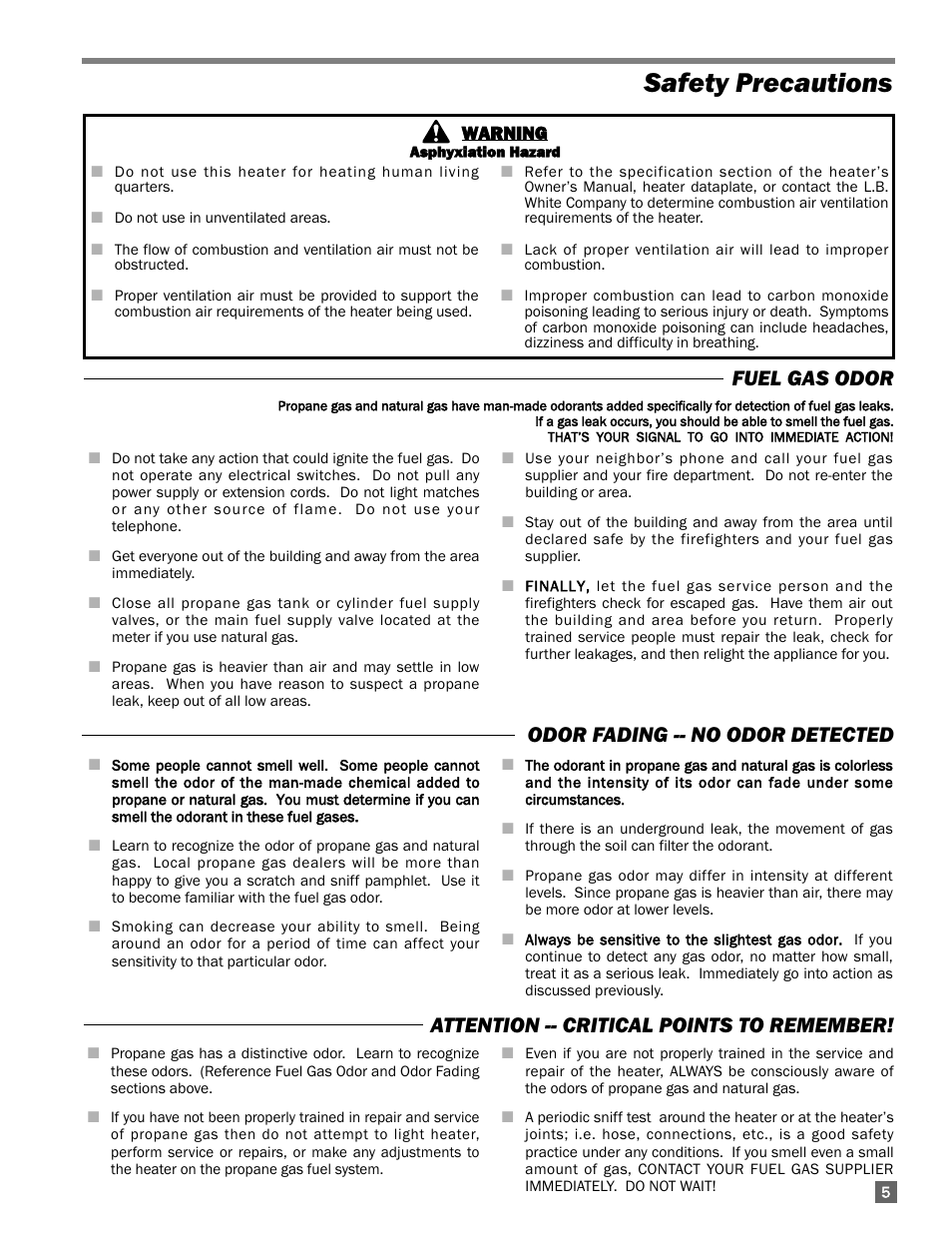 Safety precautions | L.B. White 170 Premier User Manual | Page 5 / 34