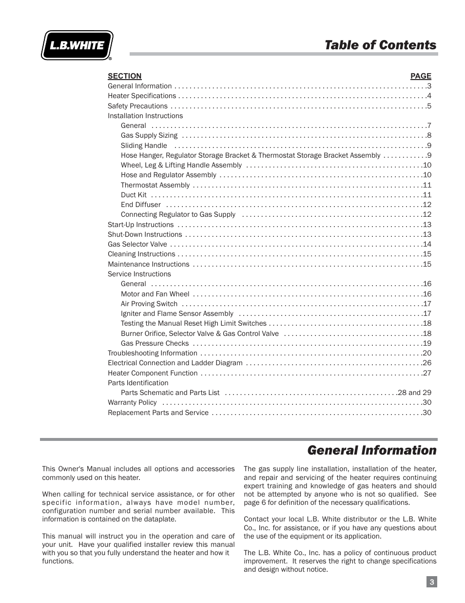 L.B. White 170 Dual Fuel User Manual | Page 3 / 30