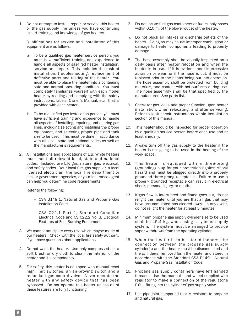 L.B. White 170 Dual Fuel User Manual | Page 6 / 30