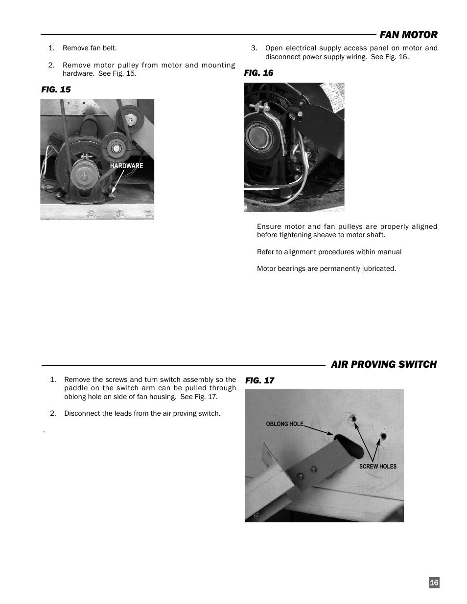 Fan motor, Air proving switch | L.B. White 350 Premier User Manual | Page 17 / 33