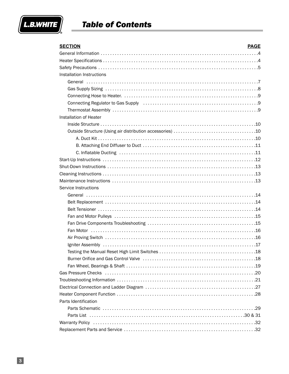 L.B. White 350 Premier User Manual | Page 4 / 33