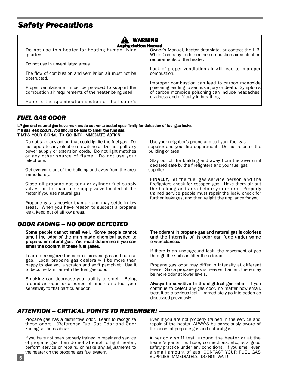 Safety precautions | L.B. White 350 Premier User Manual | Page 6 / 33