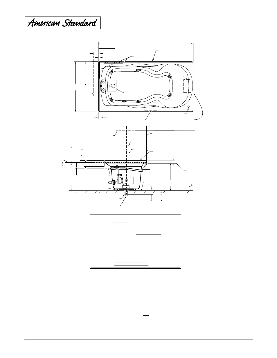 Ellisse built-in™ whirlpool, High gloss acrylic | American Standard Ellisse Built-In 2703.118W User Manual | Page 4 / 4