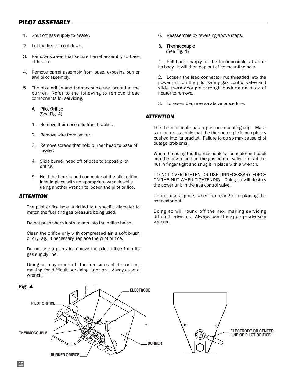 Pilot assembly | L.B. White 100 Workman - Standard LP User Manual | Page 12 / 18