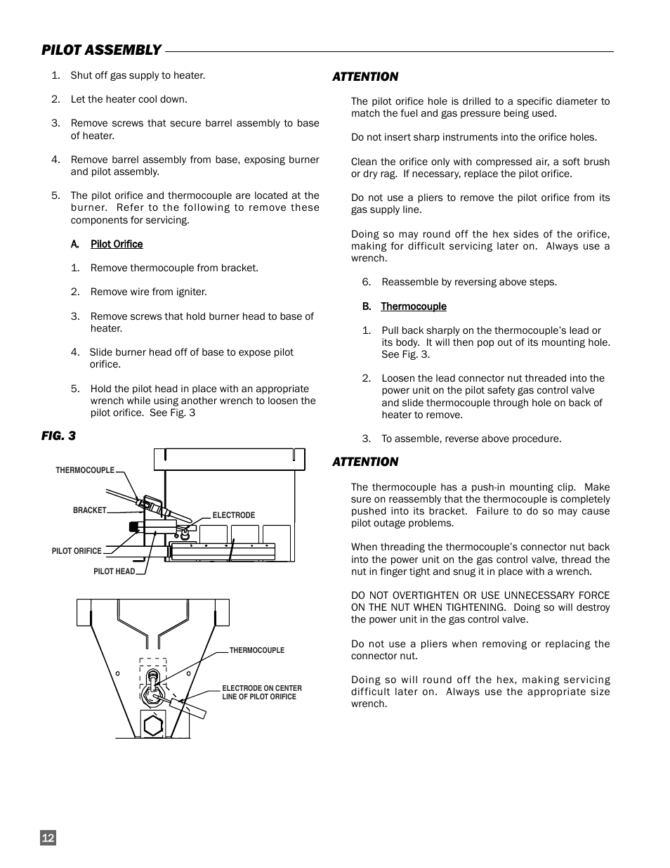 Pilot assembly | L.B. White 100 Workman - NG Low Pressure User Manual | Page 12 / 18