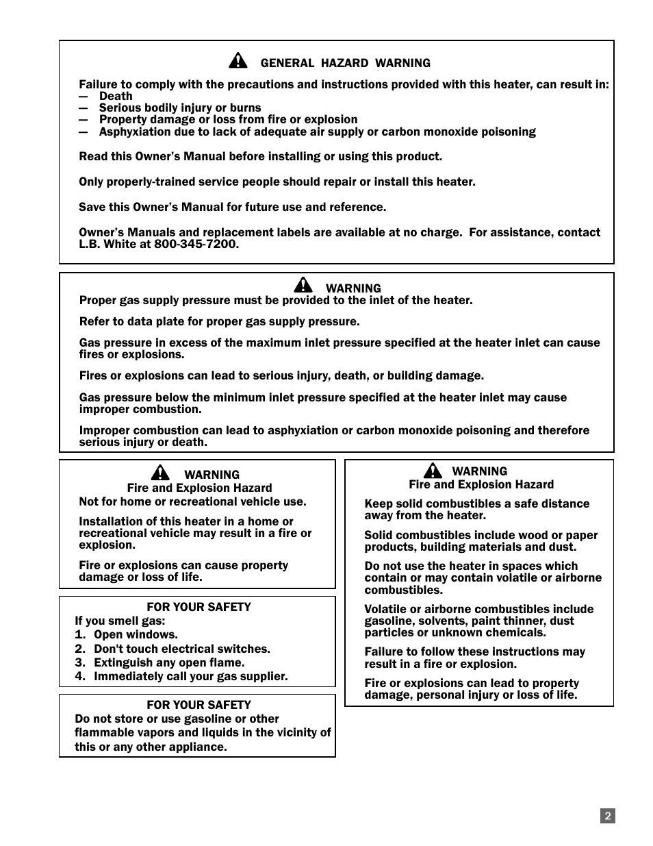 L.B. White 250 Norseman User Manual | Page 3 / 18