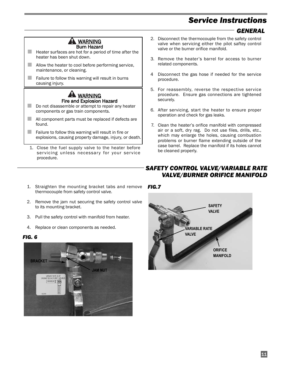 Service instructions, General | L.B. White 225 Workman User Manual | Page 11 / 18