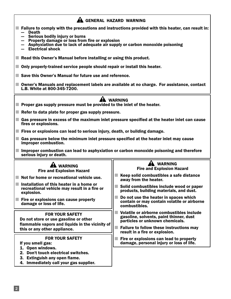 L.B. White 225 Workman User Manual | Page 2 / 18