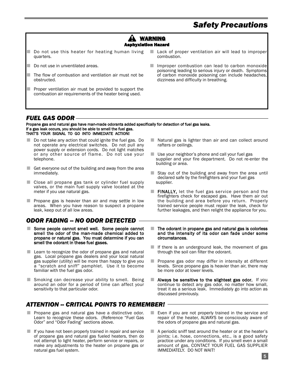 Safety precautions | L.B. White 225 Workman User Manual | Page 5 / 18