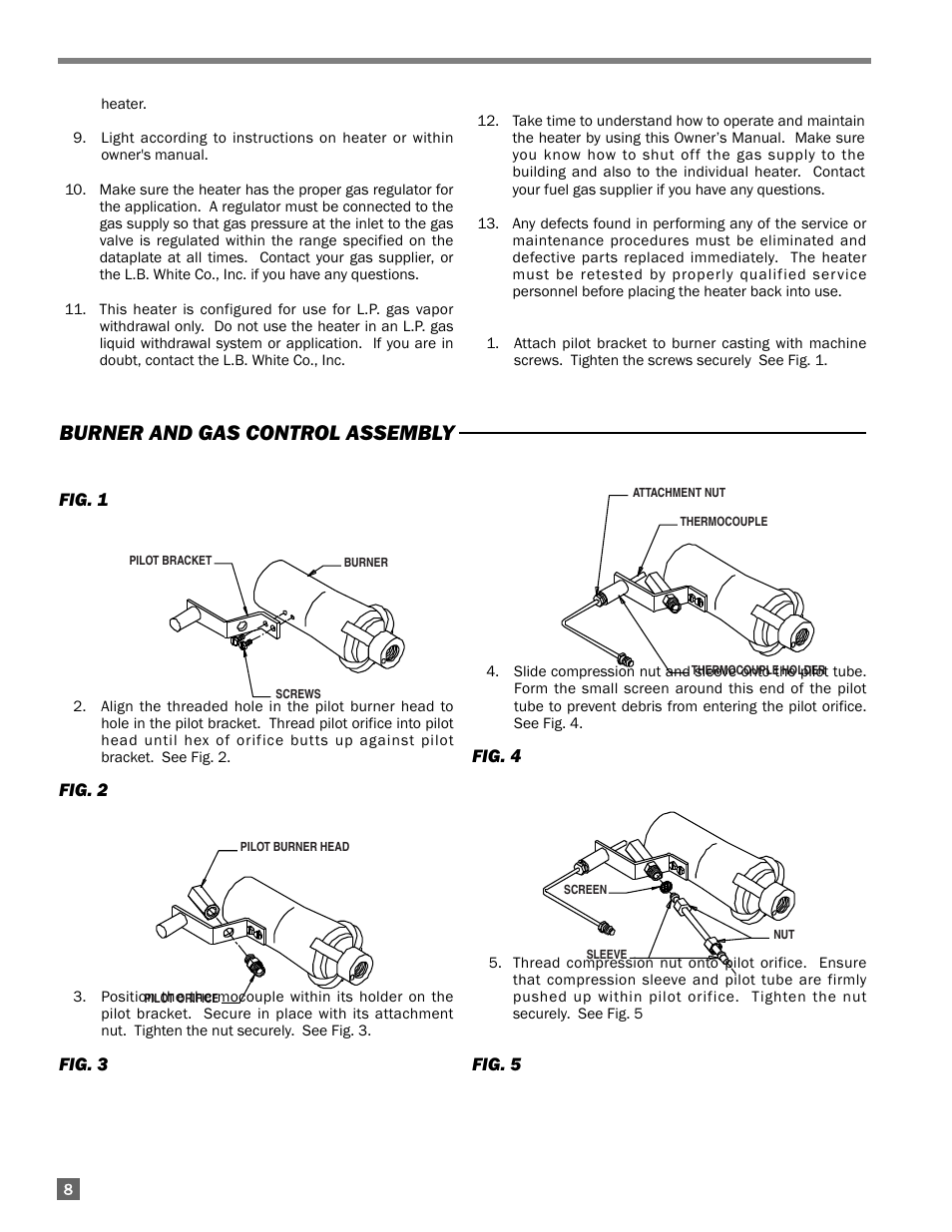 Burner and gas control assembly | L.B. White 322 Norseman - Horizontal User Manual | Page 8 / 18