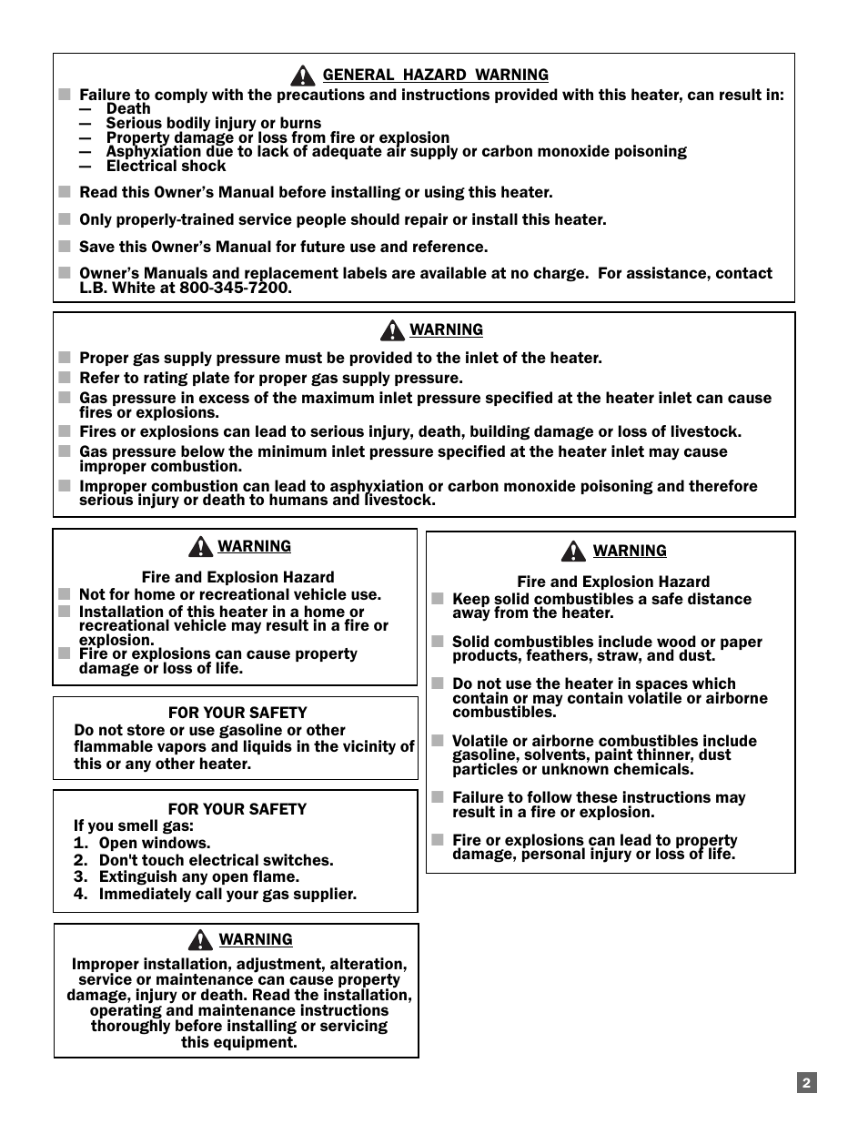 L.B. White Sentinel Radiant Tube AT150 40' Center Mount User Manual | Page 3 / 32