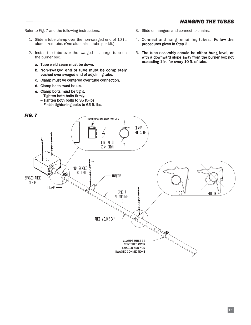 Hanging the tubes | L.B. White Sentinel Radiant Tube AT150 Sidewall Mount User Manual | Page 11 / 32