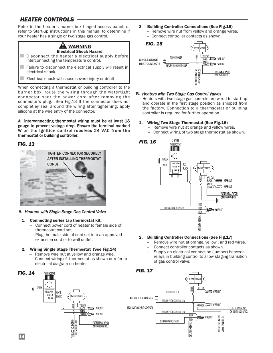 Heater controls | L.B. White Sentinel Radiant Tube AT150 Sidewall Mount User Manual | Page 14 / 32