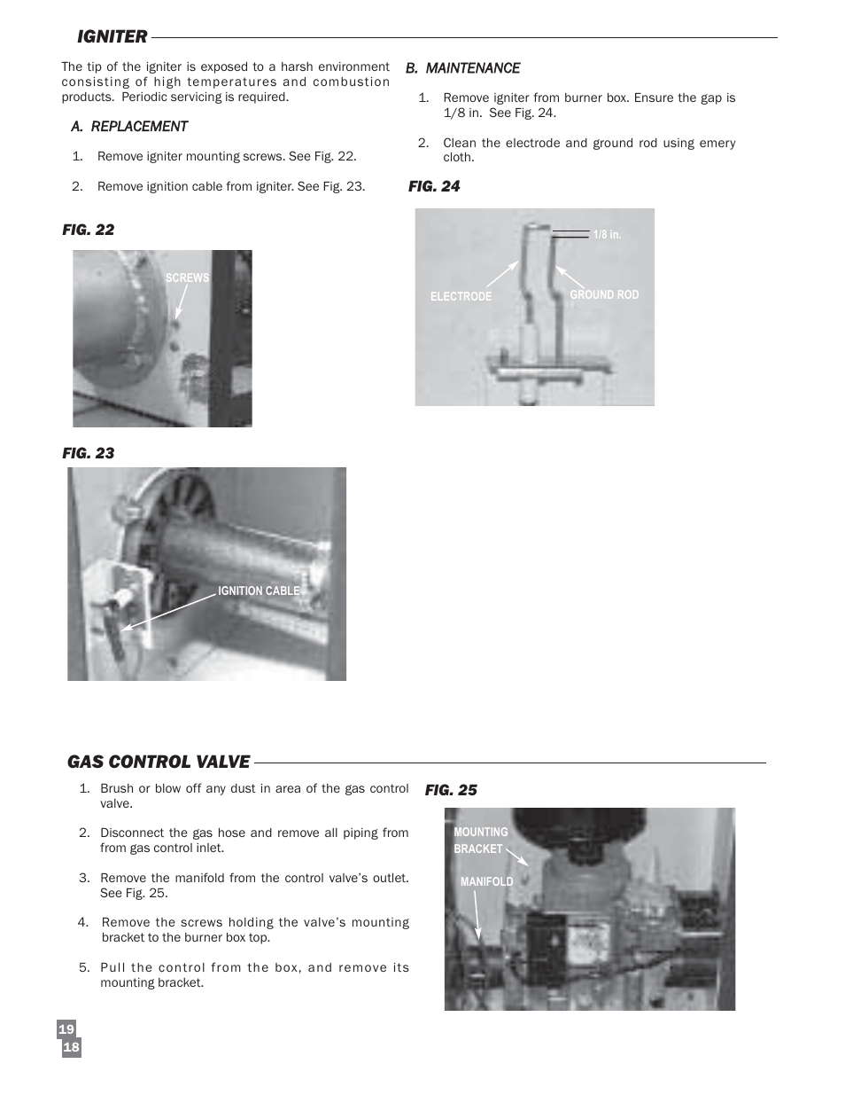 Igniter, Gas control valve | L.B. White Sentinel Radiant Tube AT150 Sidewall Mount User Manual | Page 18 / 32