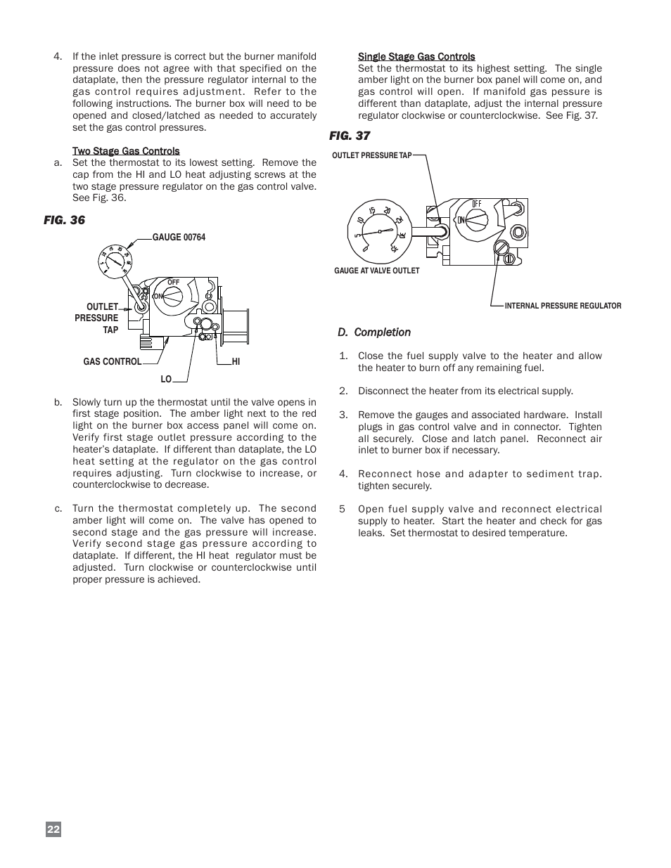 Fig. 36, Fig. 37 | L.B. White Sentinel Radiant Tube AT150 Sidewall Mount User Manual | Page 22 / 32