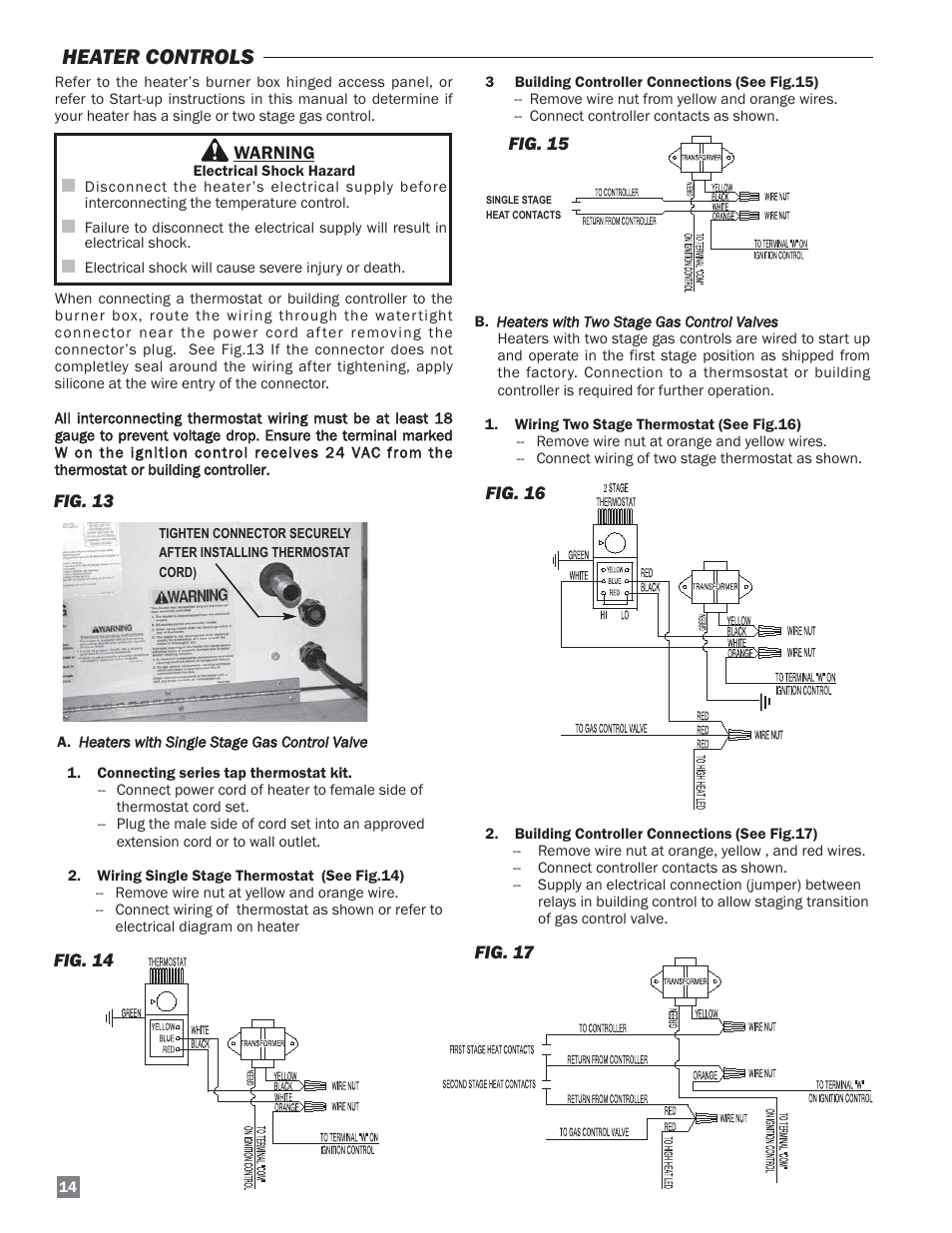 Heater controls | L.B. White Sentinel Radiant Tube AT150 Center Mount User Manual | Page 14 / 32