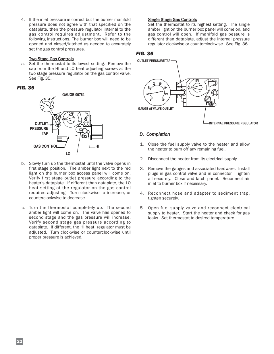 Fig. 35, Fig. 36 | L.B. White Sentinel Radiant Tube AT150 Center Mount User Manual | Page 22 / 32