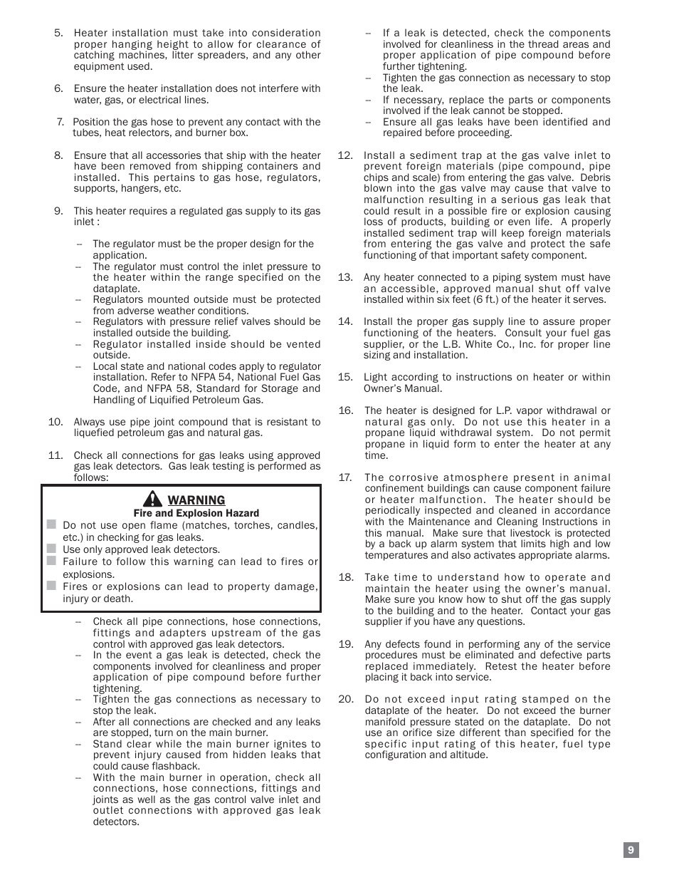 L.B. White Sentinel Radiant Tube AT150 Center Mount User Manual | Page 9 / 32