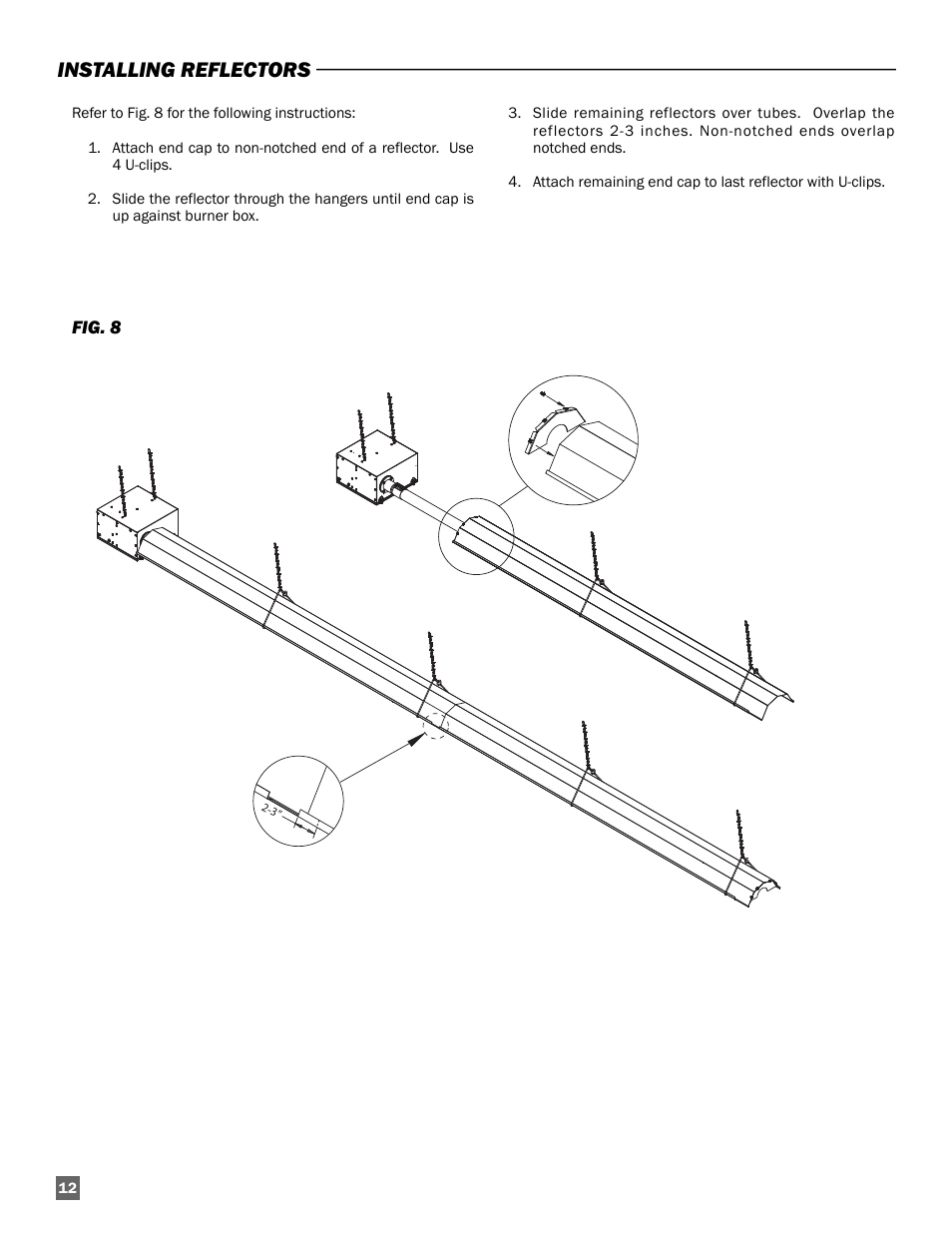 Installing reflectors | L.B. White Oval 80™ Radiant User Manual | Page 12 / 32