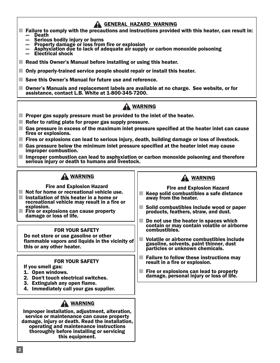 L.B. White Oval 80™ Radiant User Manual | Page 2 / 32