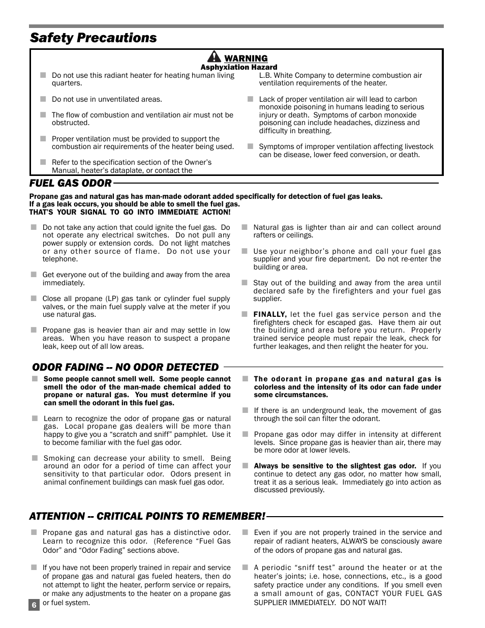 Safety precautions | L.B. White Oval 80™ Radiant User Manual | Page 6 / 32