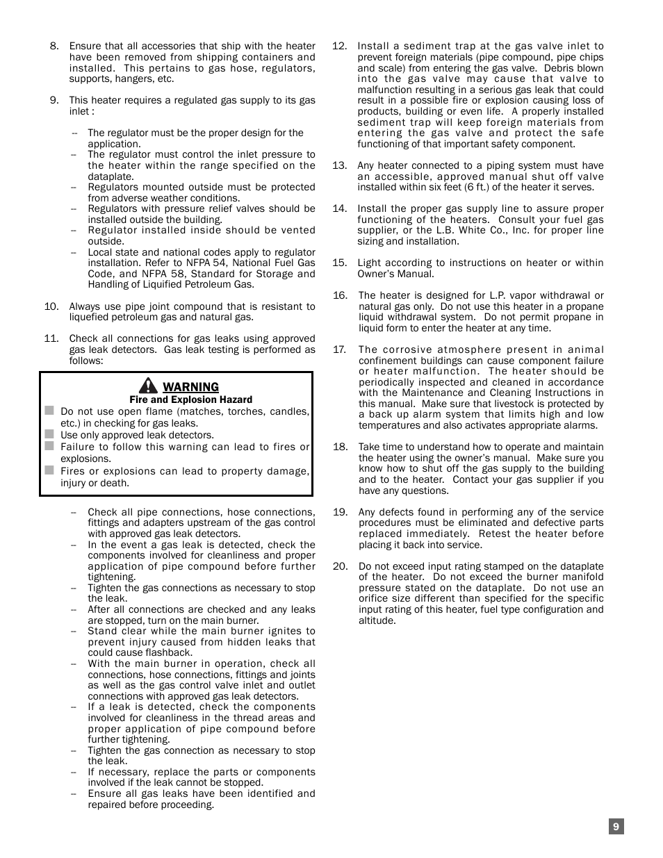 L.B. White Oval 80™ Radiant User Manual | Page 9 / 32