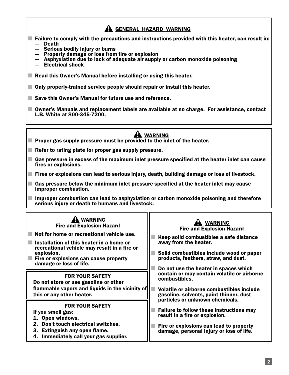 L.B. White I-17 Infraconic Spark Ignition User Manual | Page 3 / 26