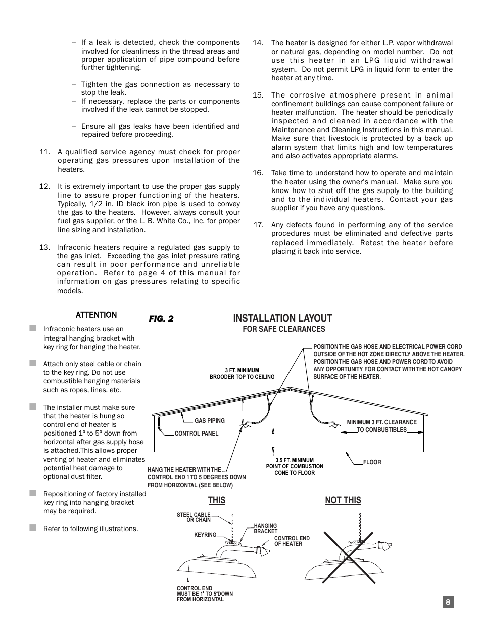 Installation layout, Fig. 2, This not this | L.B. White I-17 Infraconic Spark Ignition User Manual | Page 9 / 26