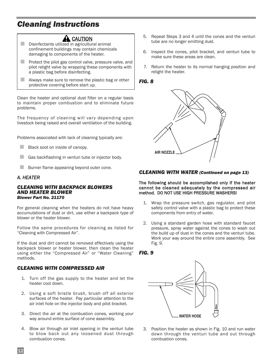 Cleaning instructions | L.B. White I-34 Infraconic Pilot Ignition User Manual | Page 12 / 28