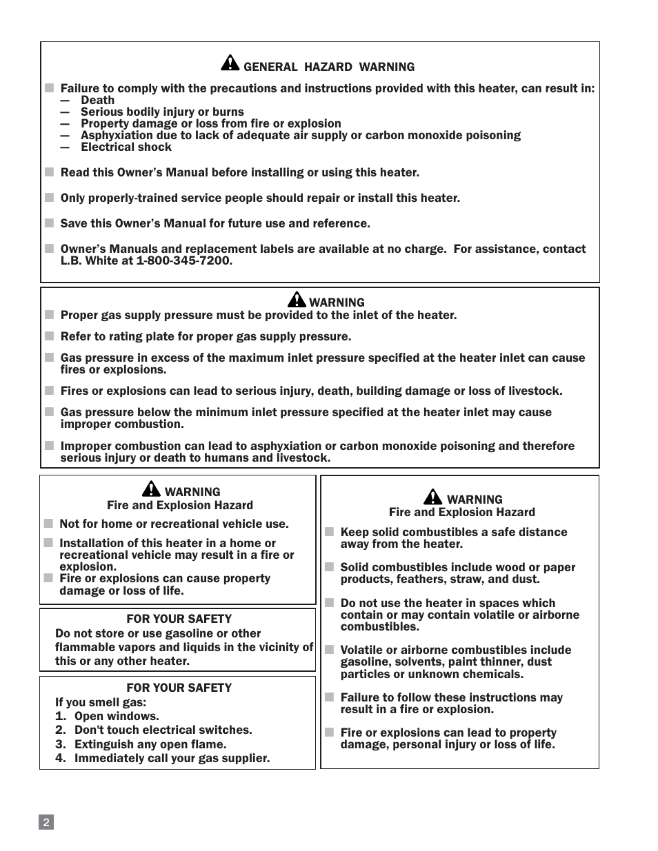 L.B. White I-34 Infraconic Pilot Ignition User Manual | Page 2 / 28