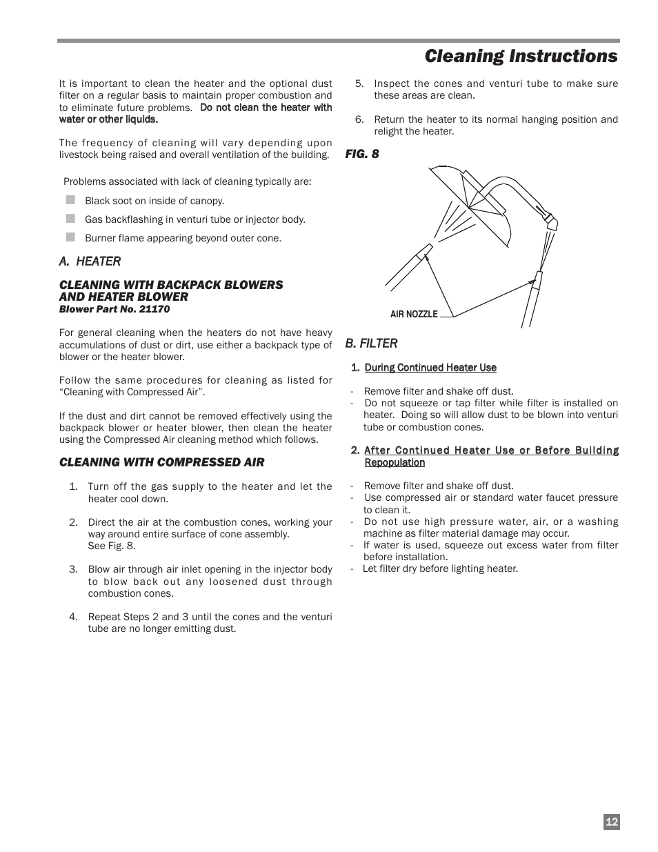 Cleaning instructions | L.B. White I-34 Infraconic Spark Ignition User Manual | Page 13 / 26